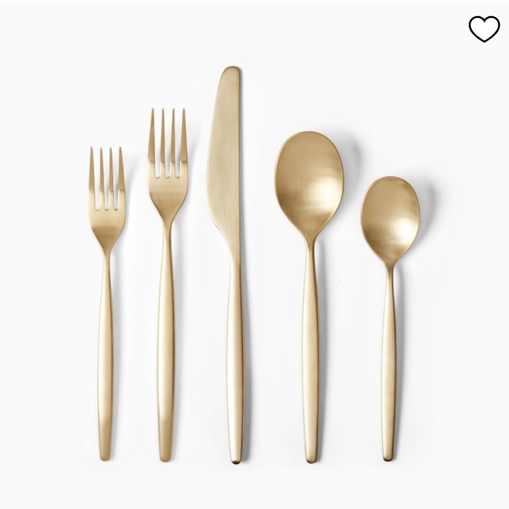 NWT WEST ELM Sidney Flatware 5pc Set in Champagne Satin